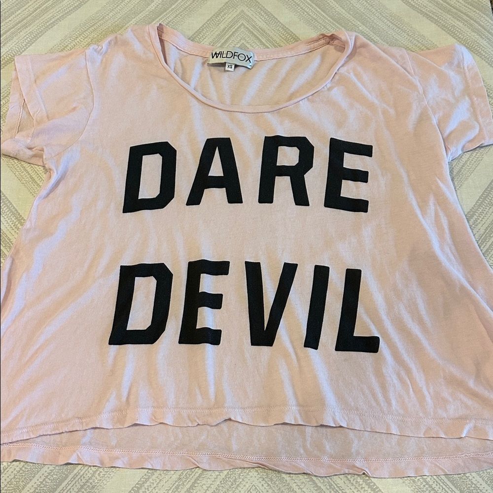 Wildfox Women’s Wide Boxy Light Pink Dare Devil Tee Size XS